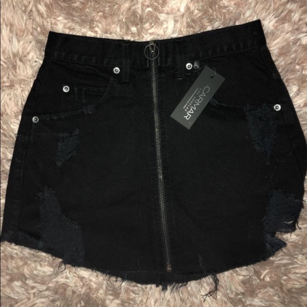 LF black carmar denim skirt NWT